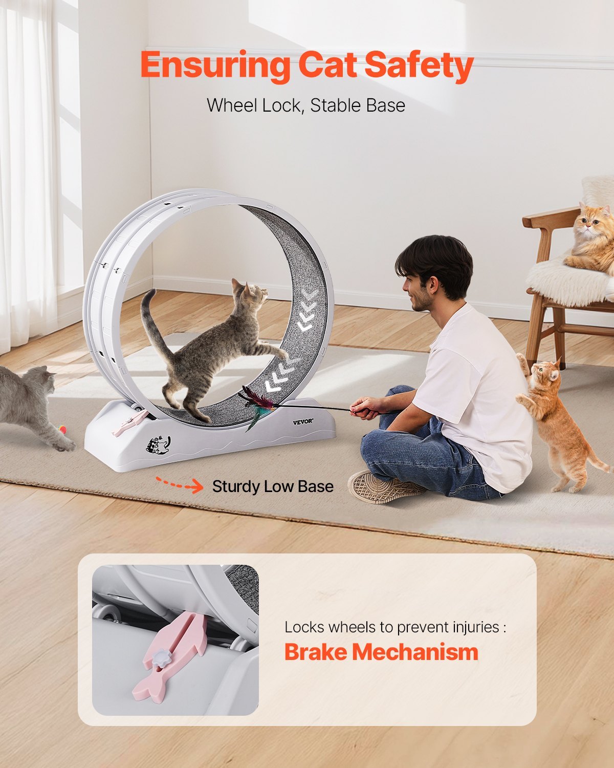 Cat Exercise Wheel 31.5 In Large Indoor Cat Running Wheel Treadmill White